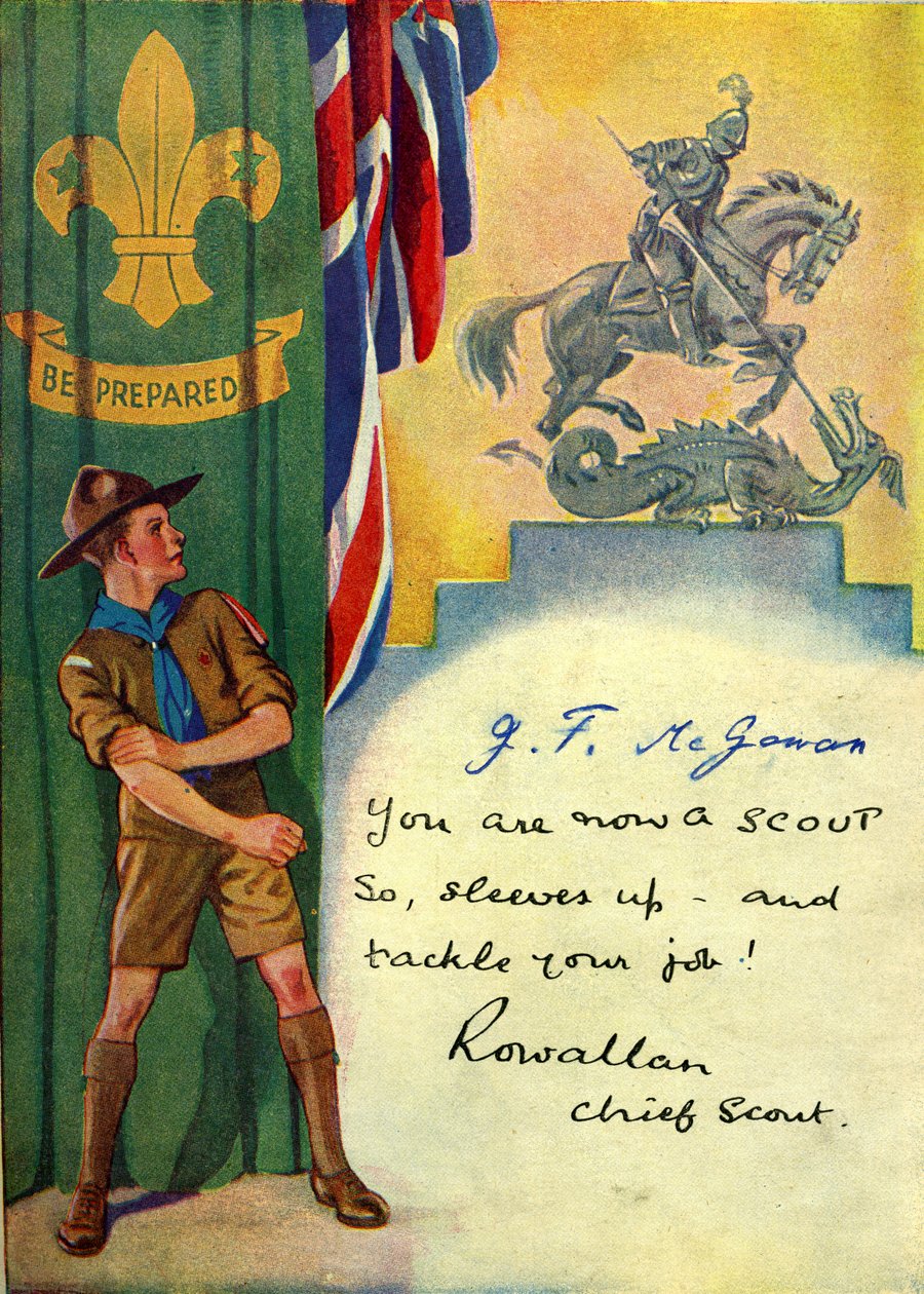 Sii preparato, Carta di iscrizione dei Boy Scout, 1947 da English School