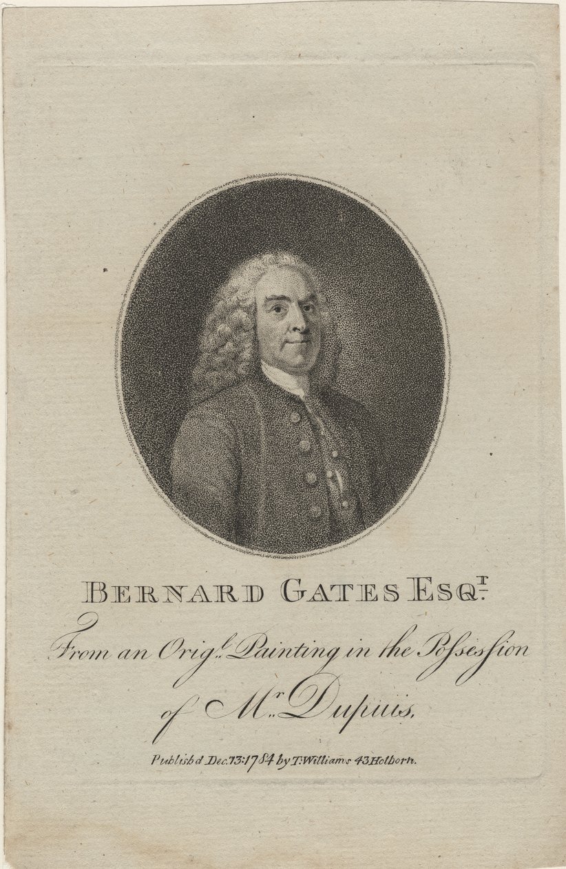 Bernard Gates, 1784 (incisione a puntasecca) da English School