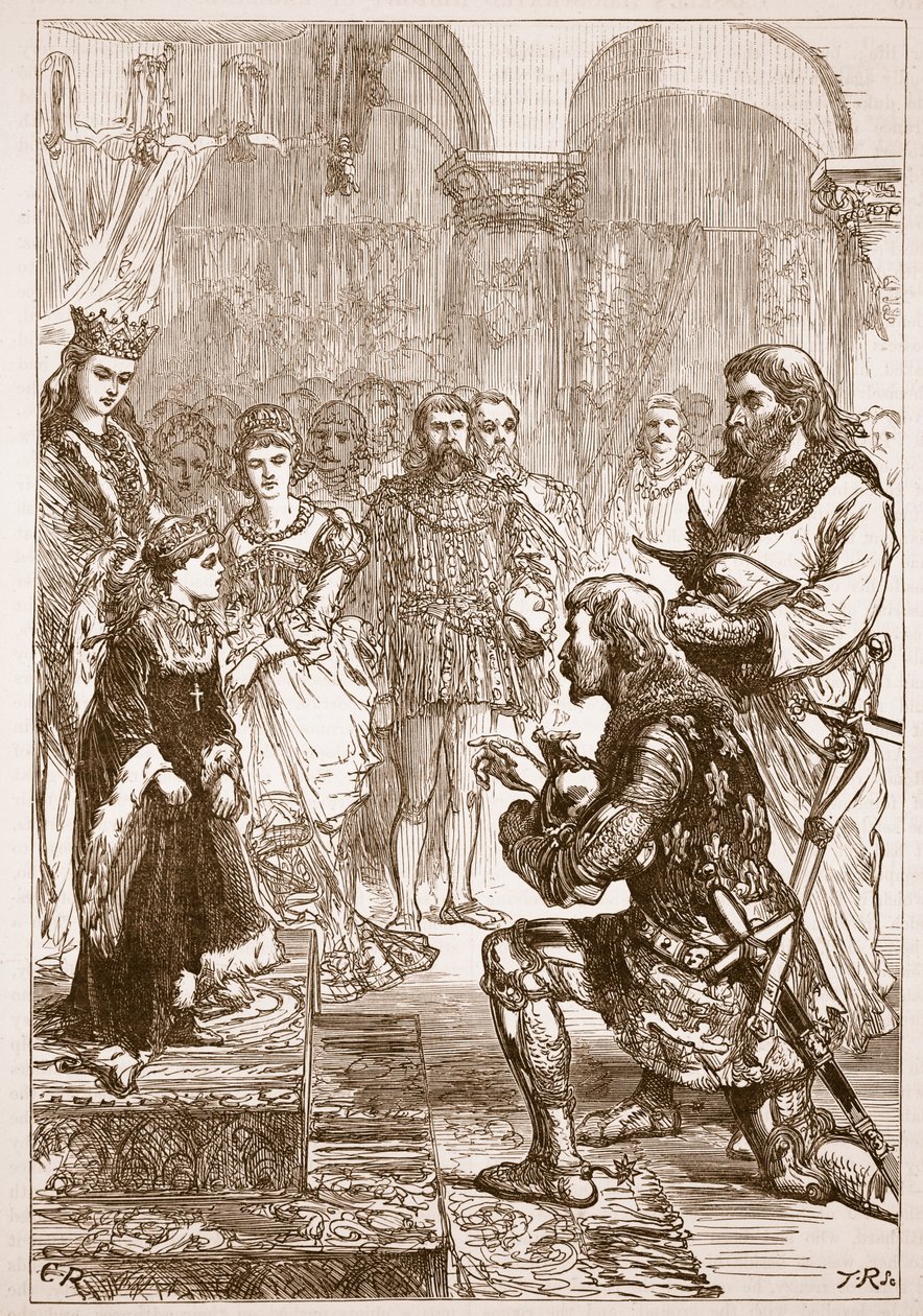 Fidanzamento della principessa Isabella con Riccardo, illustrazione da Cassells Illustrated History of England da English School