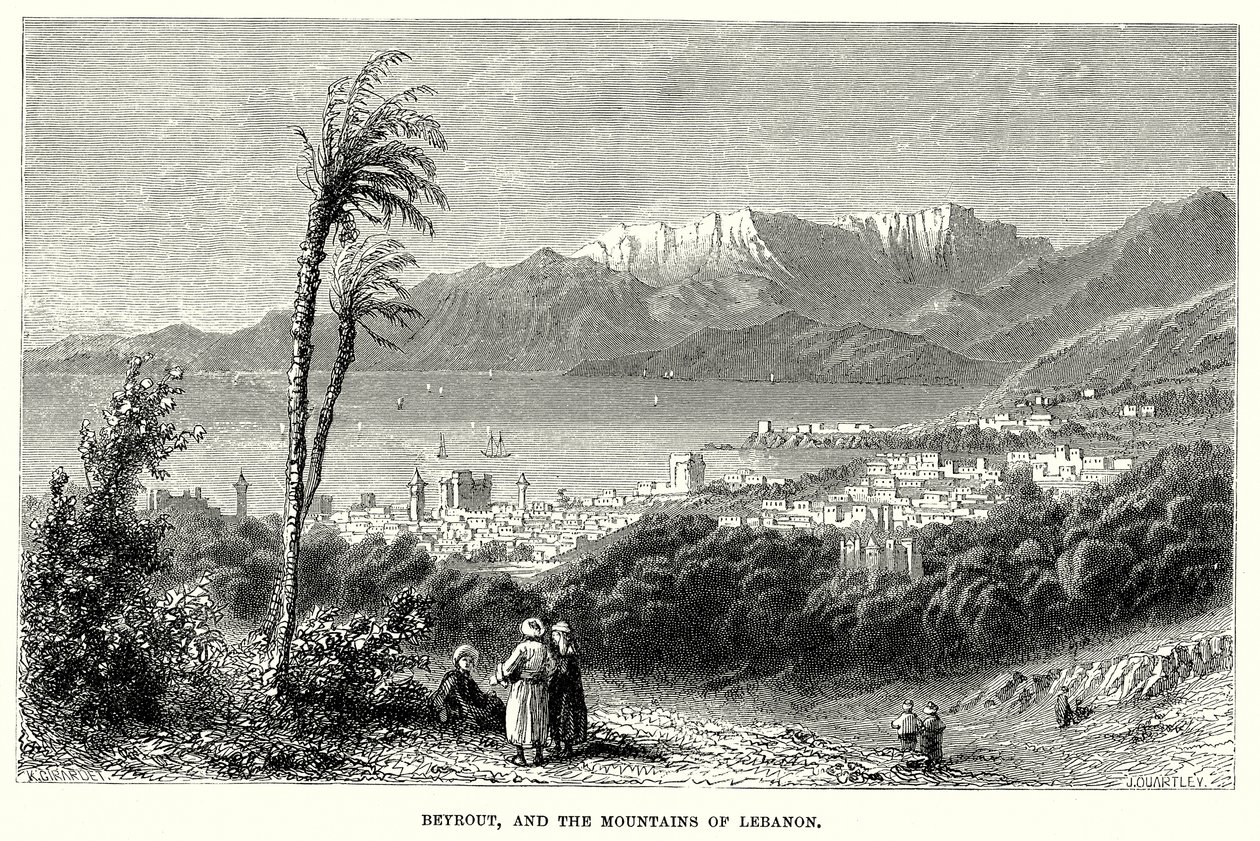 Beyrout e le montagne del Libano (incisione) da English School