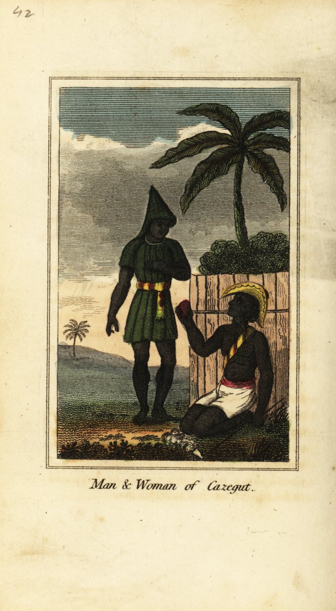 Uomo e donna Bijogos di Cazegut (Isole Bissagos, Guinea Bissau, Africa Occidentale) da English School