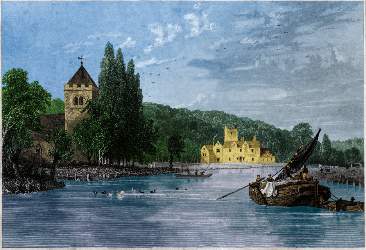 Abbazia di Bisham (incisione, ca. 1850) da English School