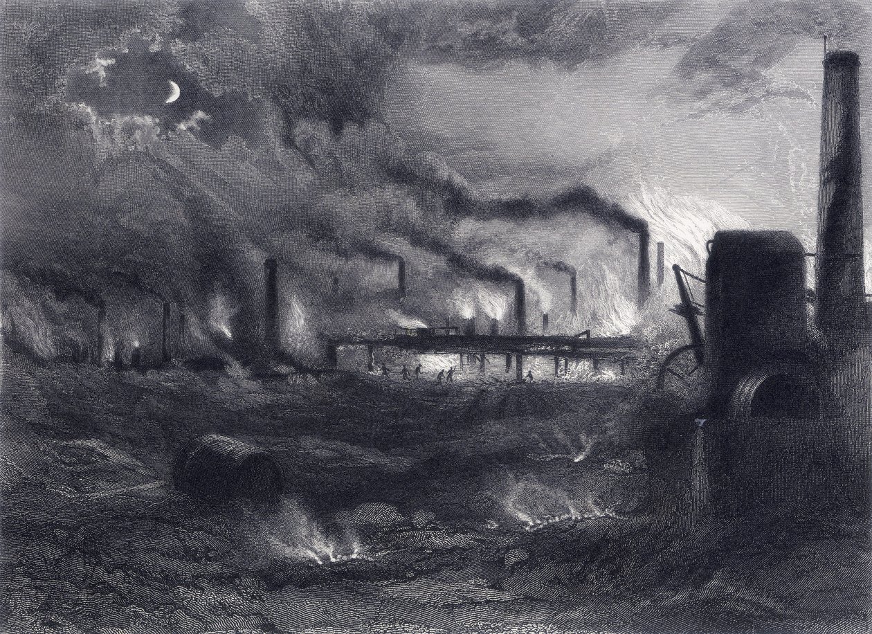 Black Country, vicino a Bilston, Staffordshire, da "Staffordshire and Warwickshire Past and Present" di John Alfred Langford da English School