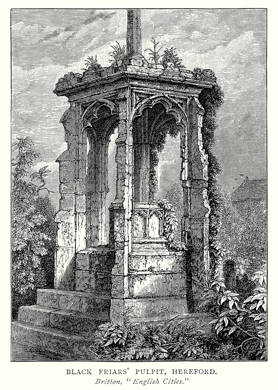 Pulpito dei frati neri, Hereford (incisione) da English School