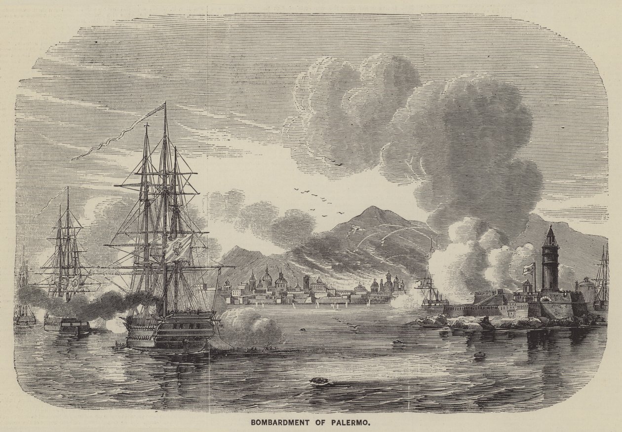 Bombardamento di Palermo (incisione) da English School