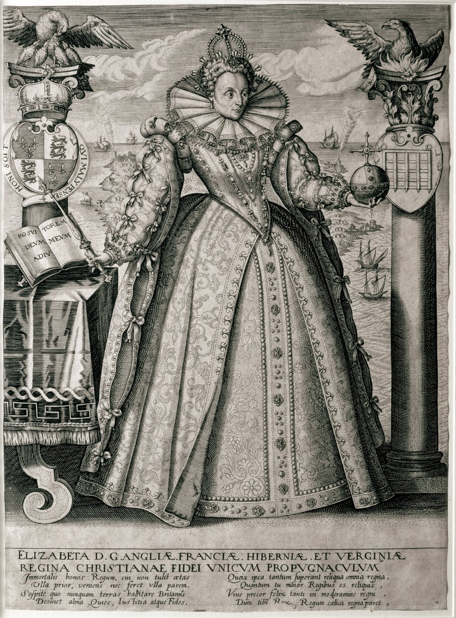 Frontespizio del libro che celebra il felice e prospero regno della Regina Elisabetta I, 1596 da English School