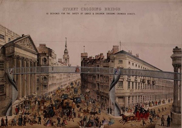 Ponte sulla strada a Mansion House, c.1862 da English School