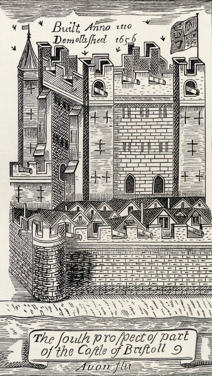 Castello di Bristol, dopo la mappa di James Millerd di Bristol del 1673, da 