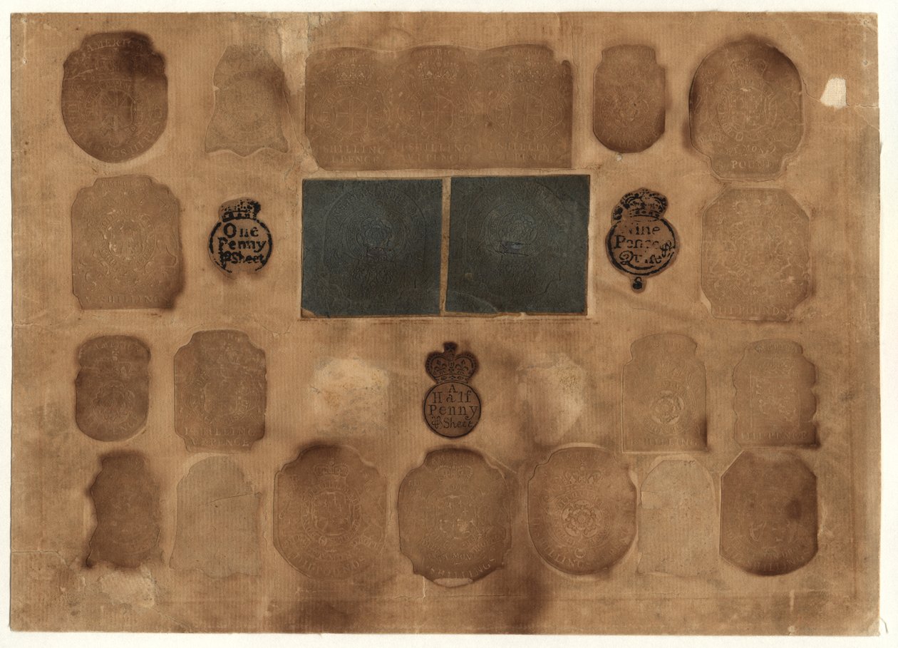 Francobolli fiscali britannici, c.1765 da English School