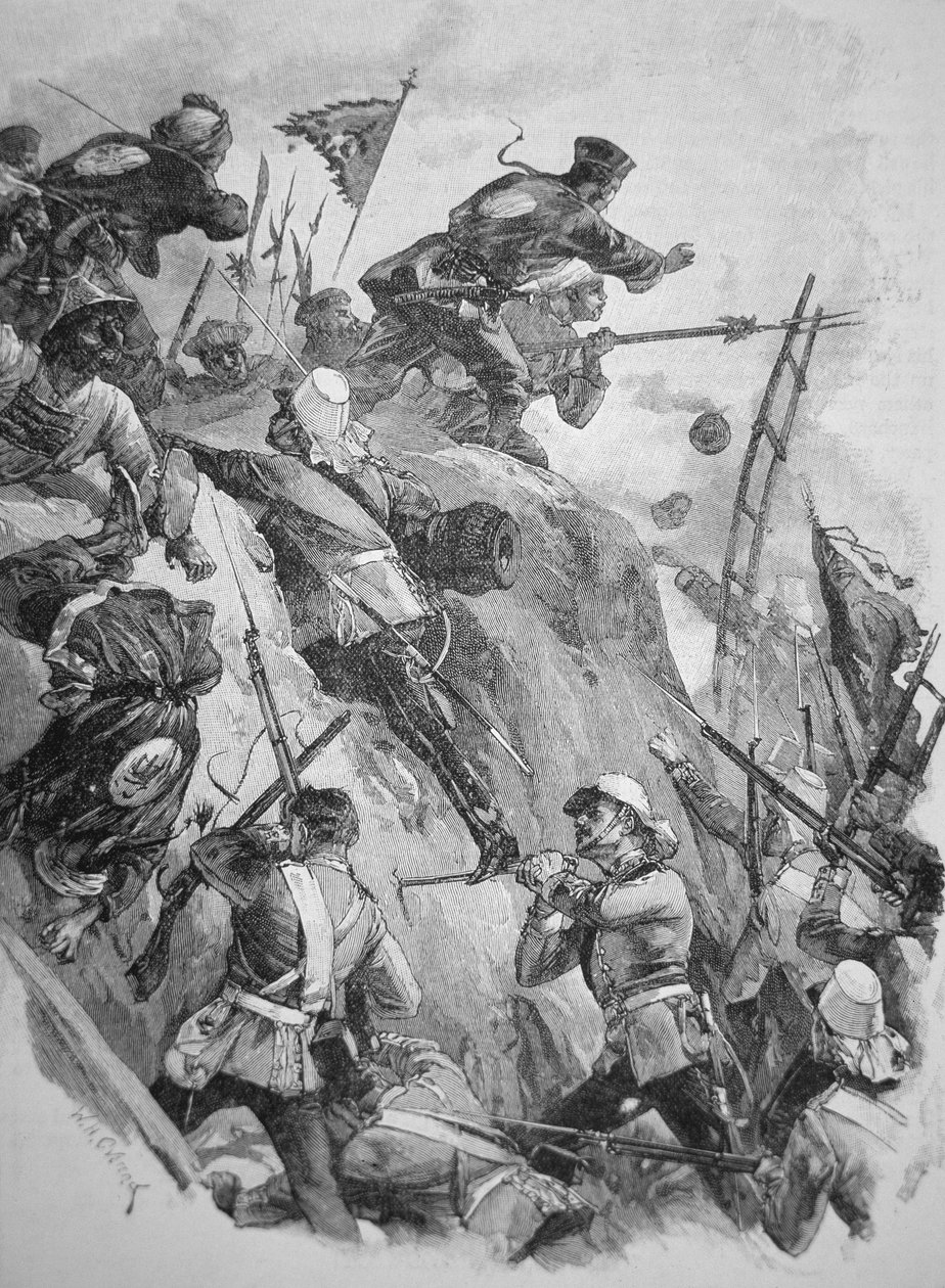 Truppe britanniche assaltano i Forti di Taku in Cina nel 1860 durante le Guerre dell
