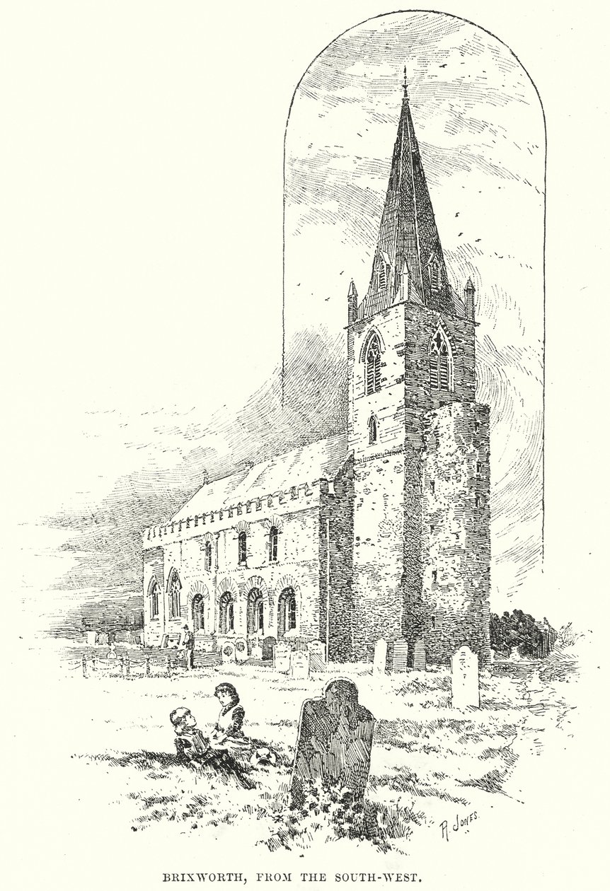 Brixworth, da sud-ovest (incisione) da English School