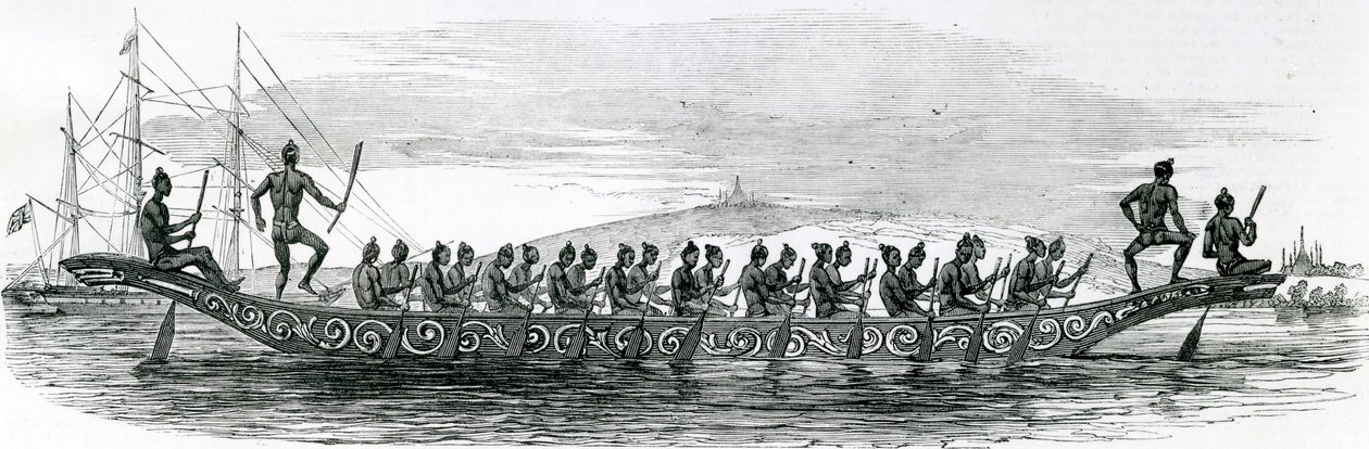 Barca da guerra birmana, tratta da The London Illustrated News, 1852 da English School