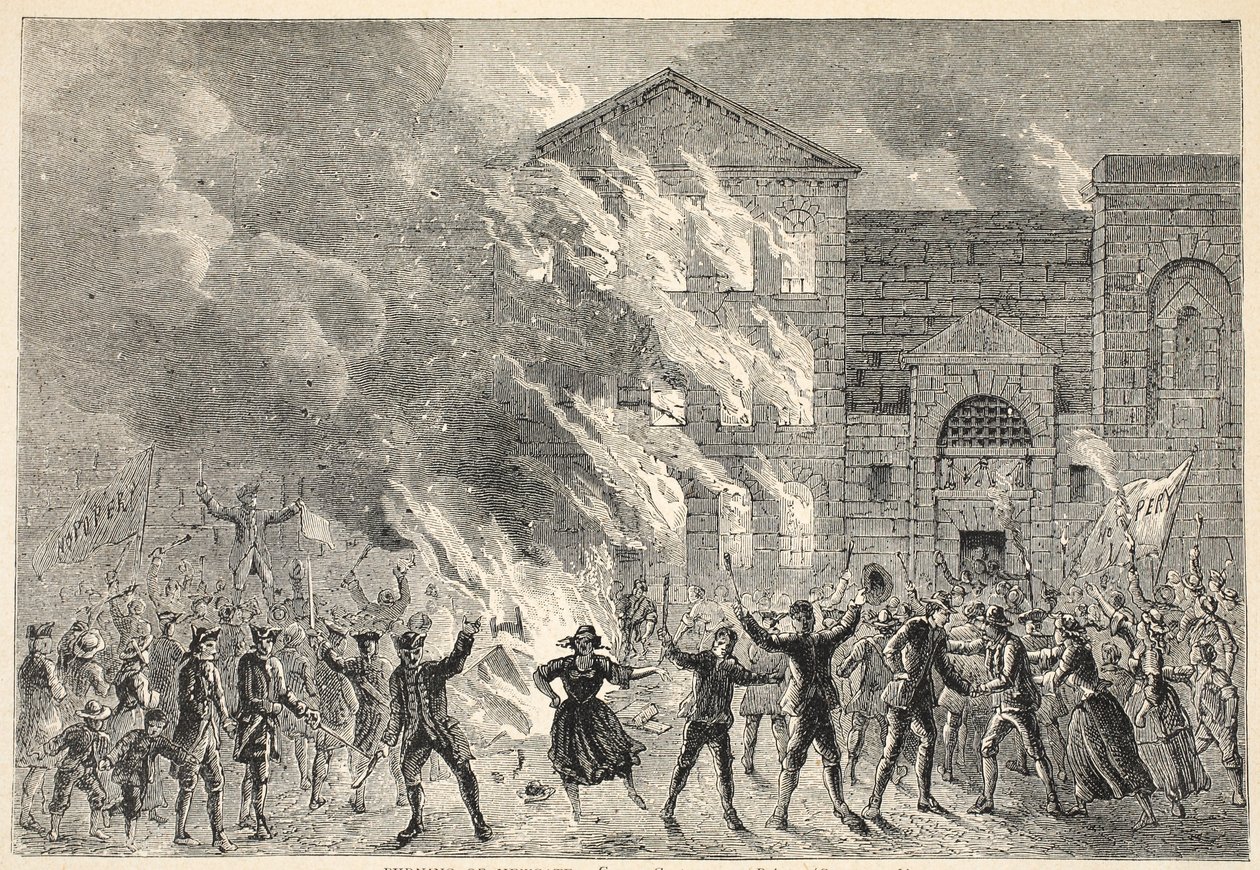 Incendio di Newgate, da una stampa contemporanea da English School