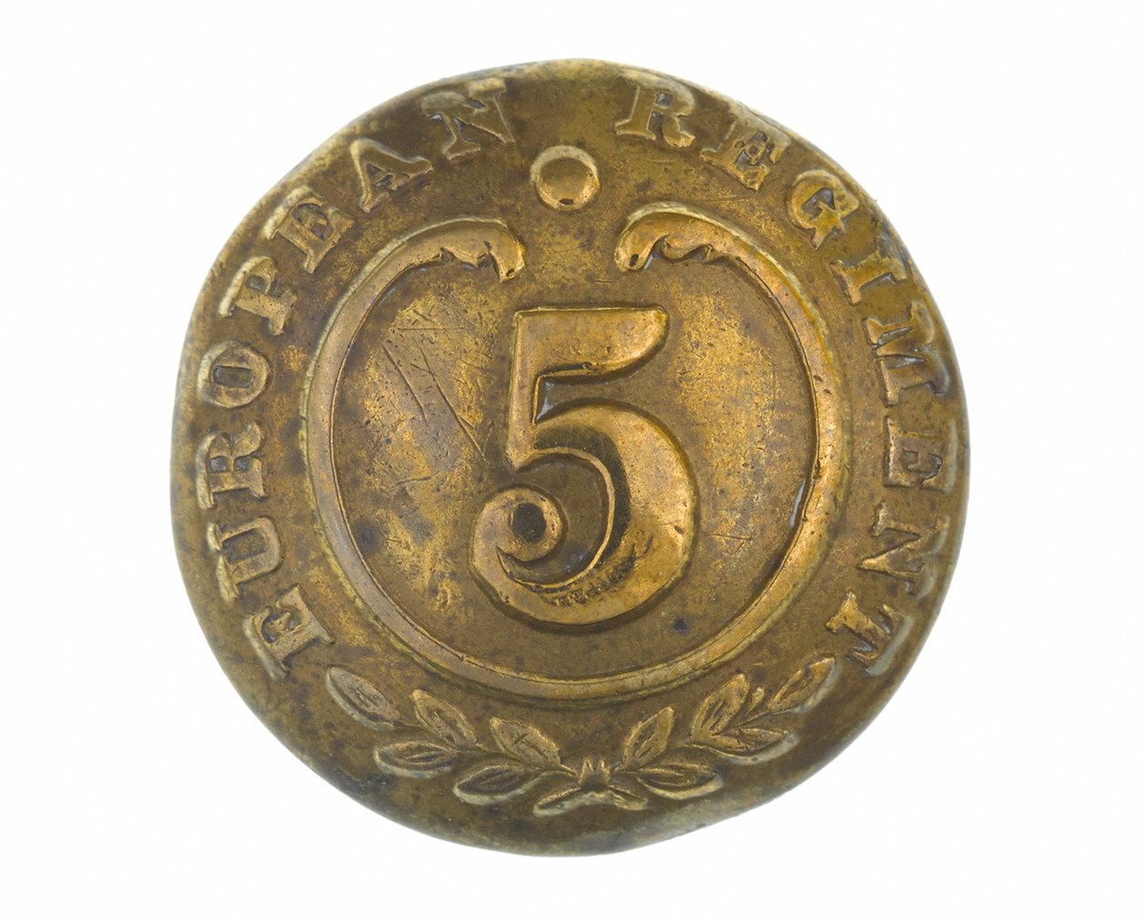 Bottone, altri ranghi, 5º Reggimento Europeo del Bengala, 1858-1860 da English School