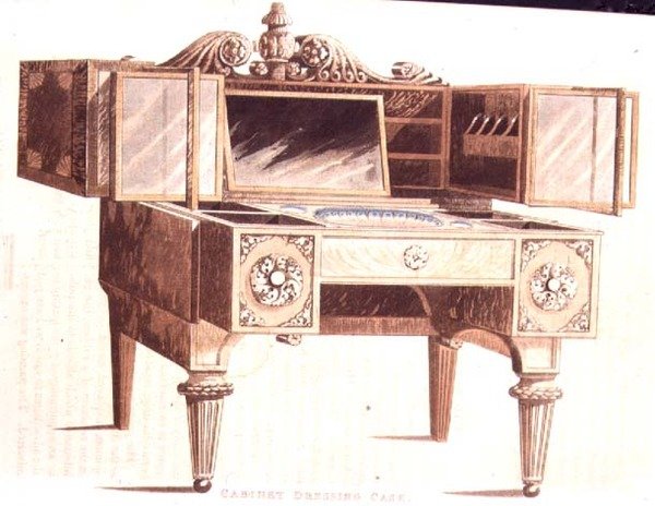 Cassetta da toeletta, tavola 136 da Repository of Arts, Literature, Commerce, Manufactures, Fashion and Politics di Ackermann, pubblicato nel 1824 da English School