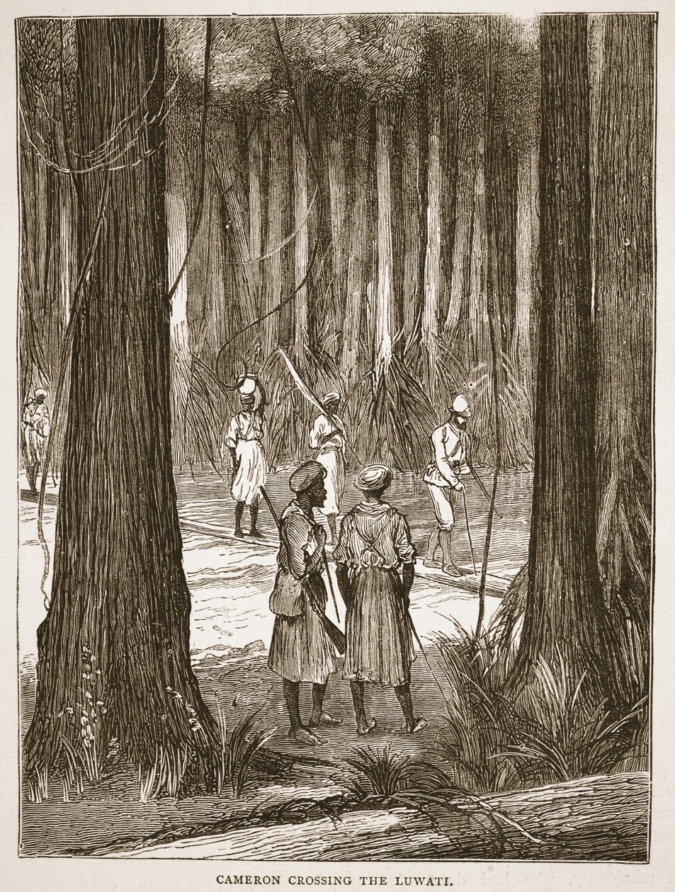 Cameron che attraversa il Luwati, illustrazione da L