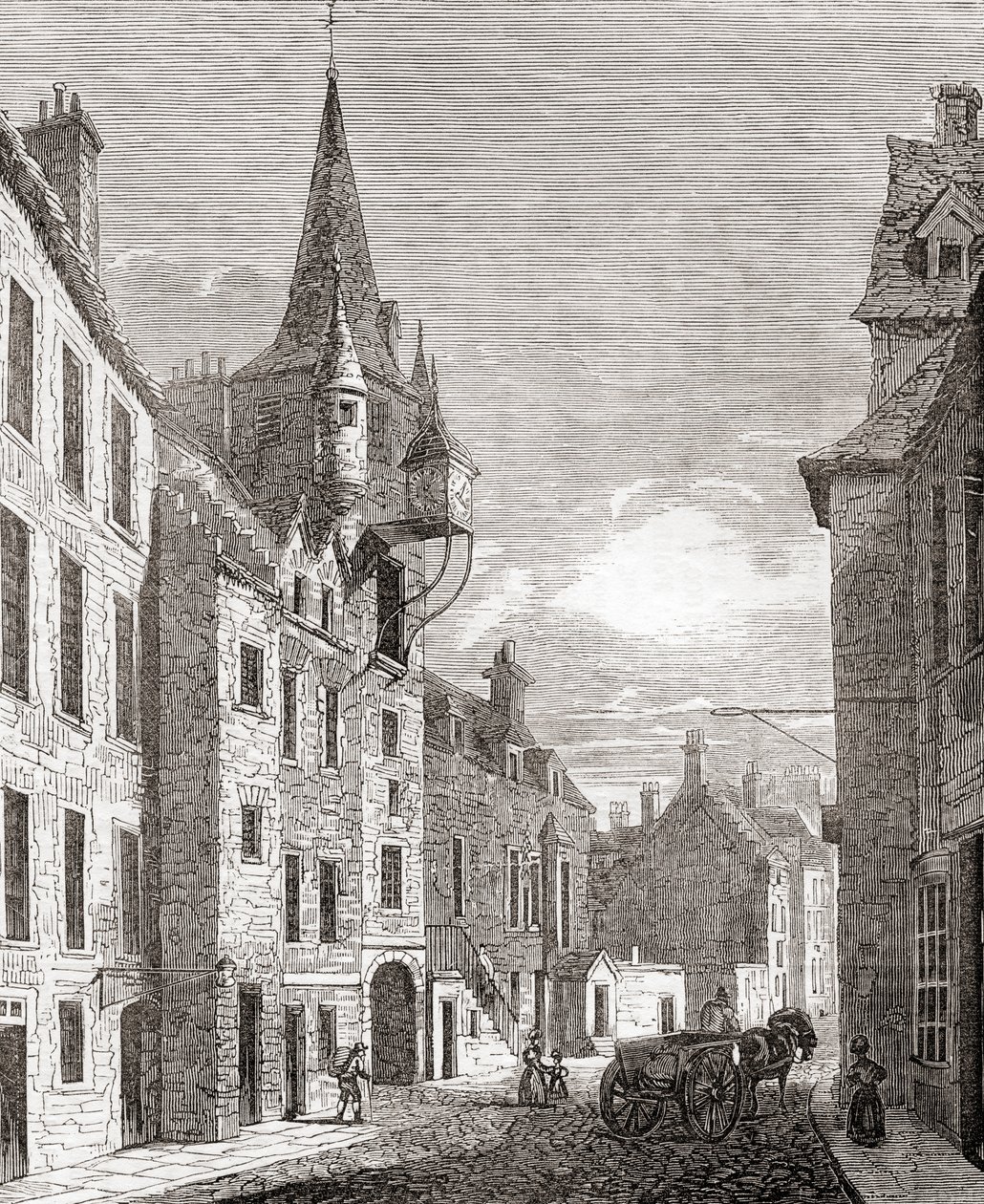 Carcere di Canongate, Edimburgo, Scozia, da Old England: A Pictorial Museum, pub. 1847 da English School