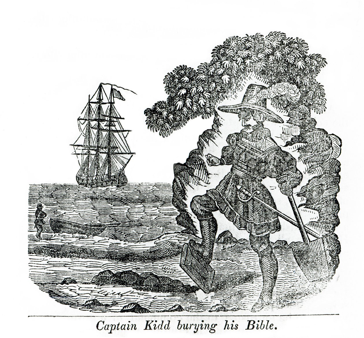 Il capitano Kidd seppellisce la sua Bibbia, illustrazione da 
