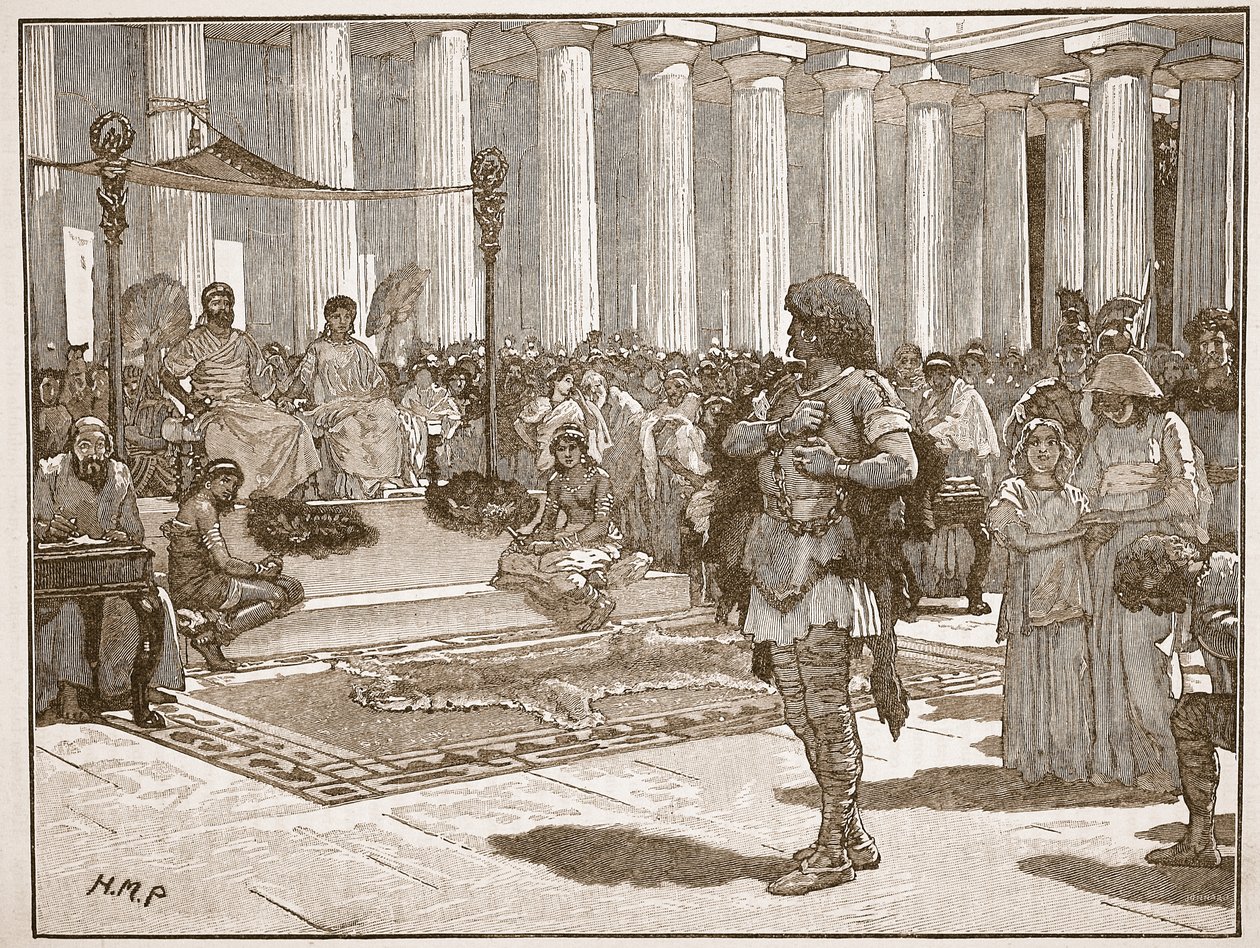 Caractacus davanti a Claudio, illustrazione da Cassells Illustrated History of England da English School
