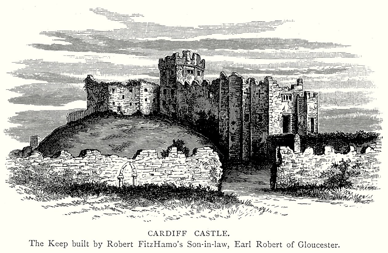Castello di Cardiff (incisione) da English School
