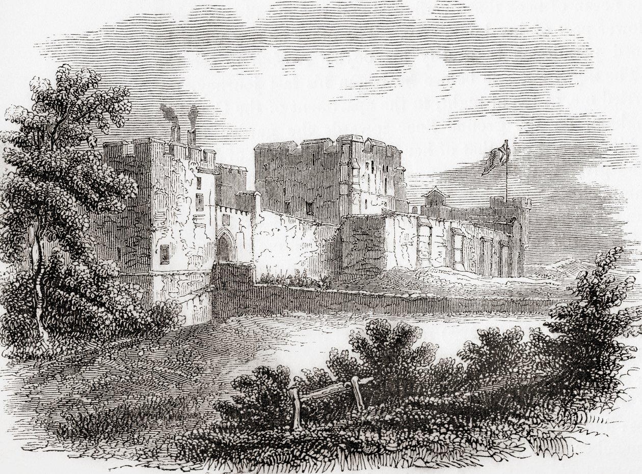 Castello di Carlisle, Carlisle, Cumbria, Inghilterra nel XIX secolo, da Old England: A Pictorial Museum, pub. 1847 da English School
