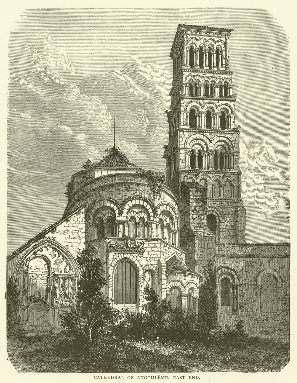 Cattedrale di Angouleme, estremità orientale (incisione) da English School