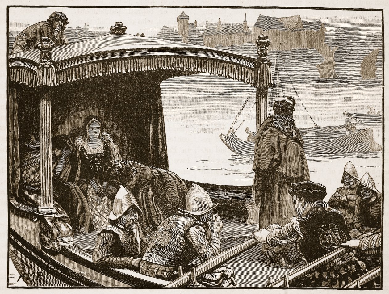 Catherine Howard portata alla Torre, illustrazione da Cassells Illustrated History of England da English School