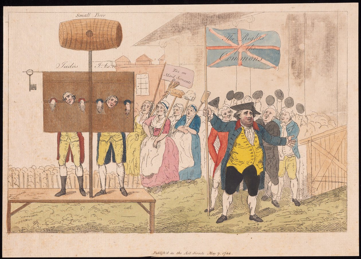 Cecil Wray alla gogna I diritti dei Comuni, pub. 1784 da English School