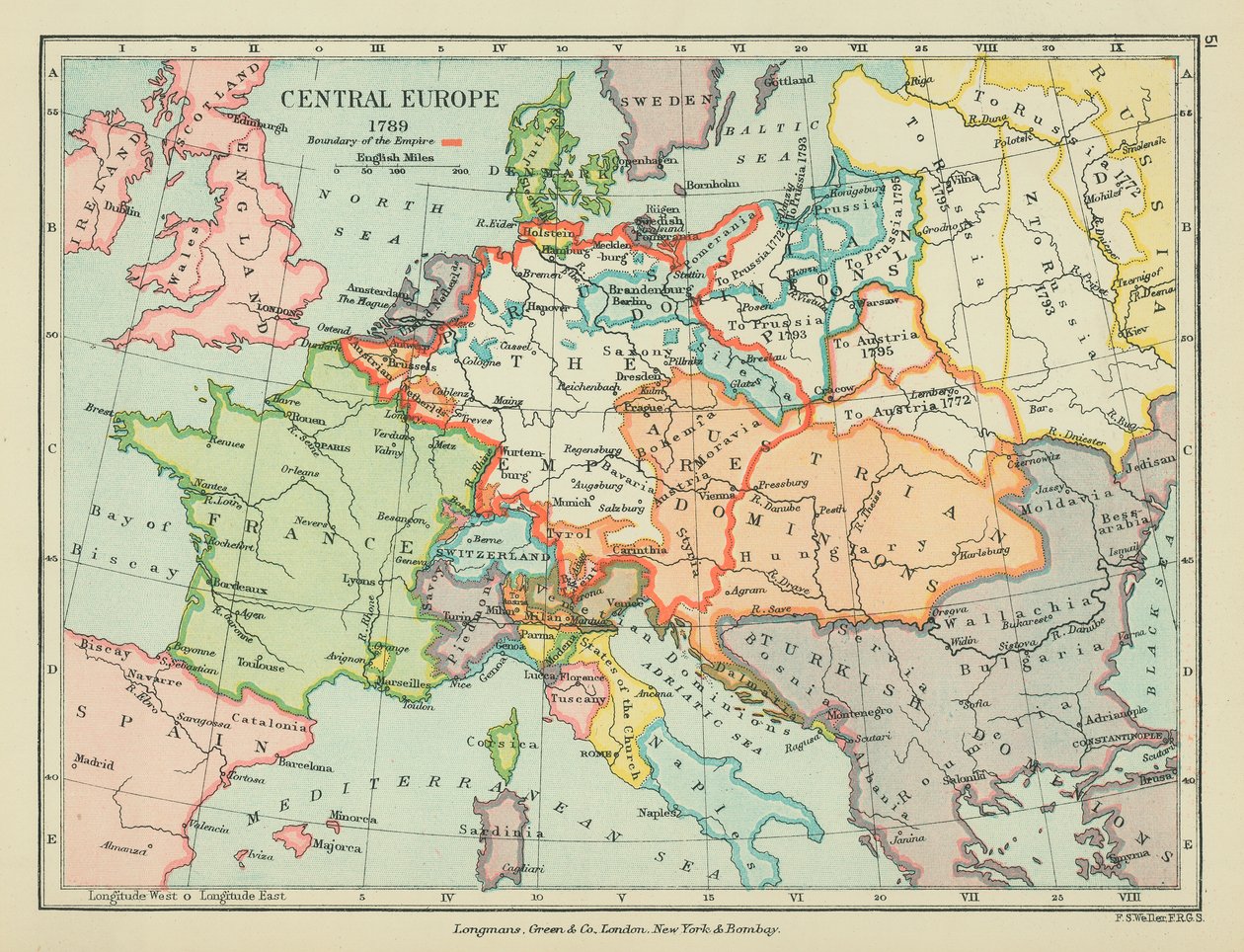 Europa centrale (litografia a colori) da English School