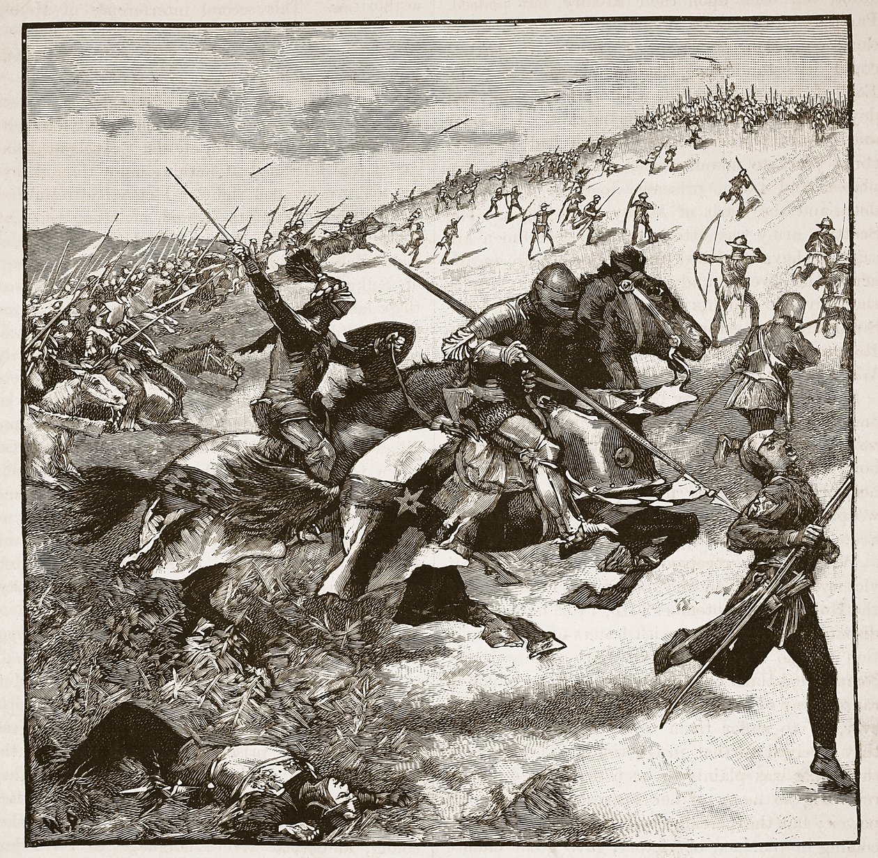 Carica degli scozzesi a Homildon Hill, illustrazione da Cassells Illustrated History of England da English School