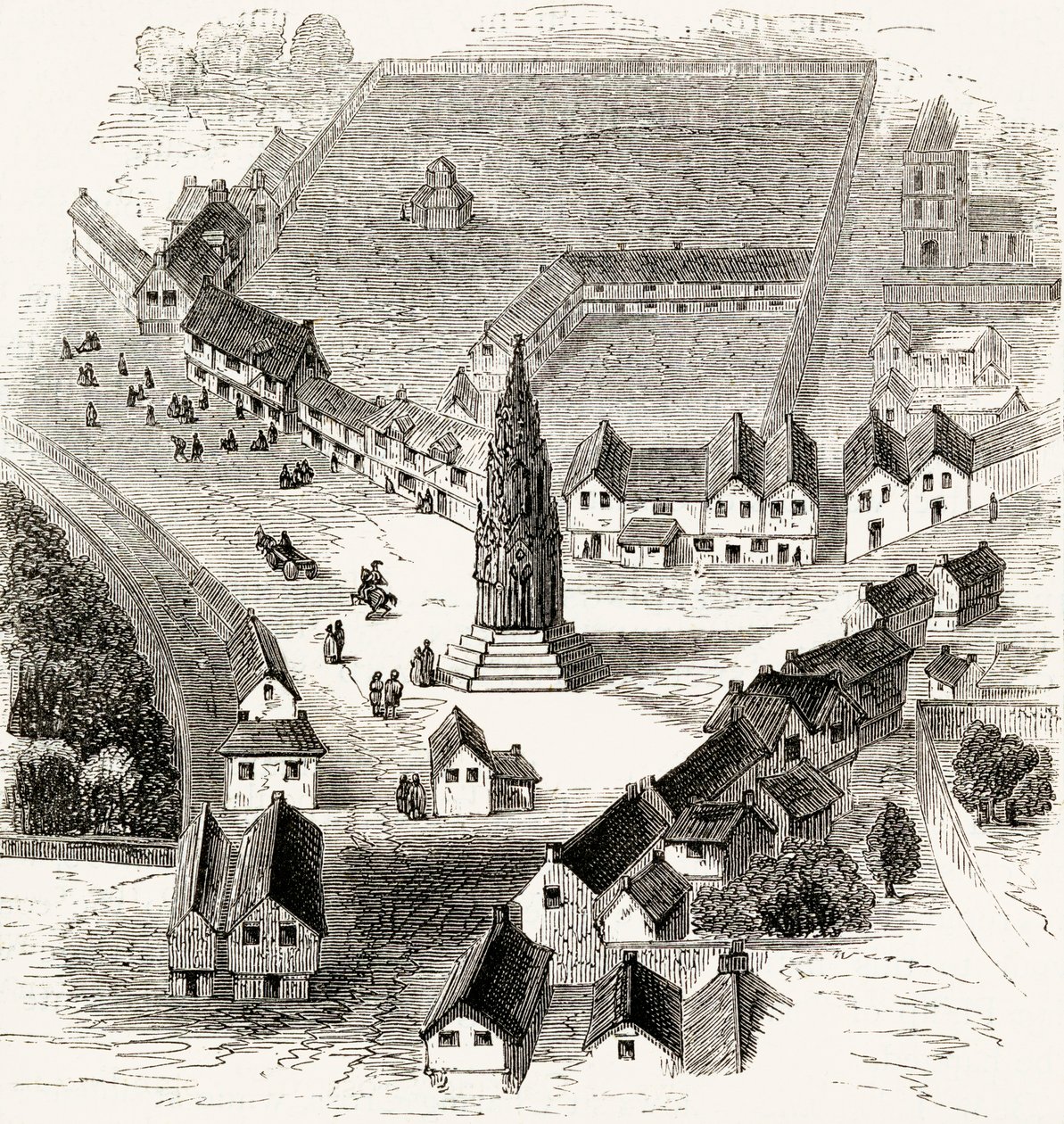 Charing Cross, Londra, nel XVI secolo, c.1865 da English School