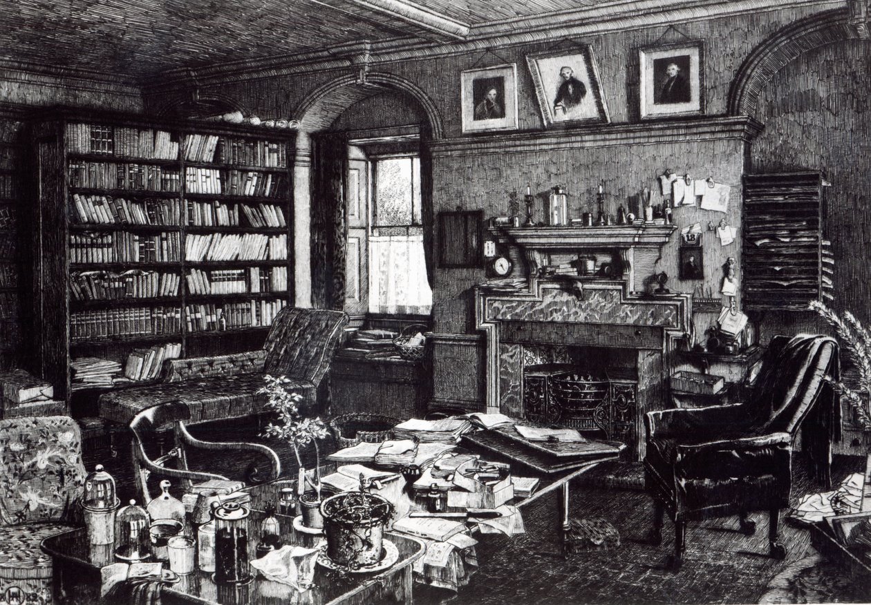 Studio di Charles Darwin a Down House, 1882 da English School