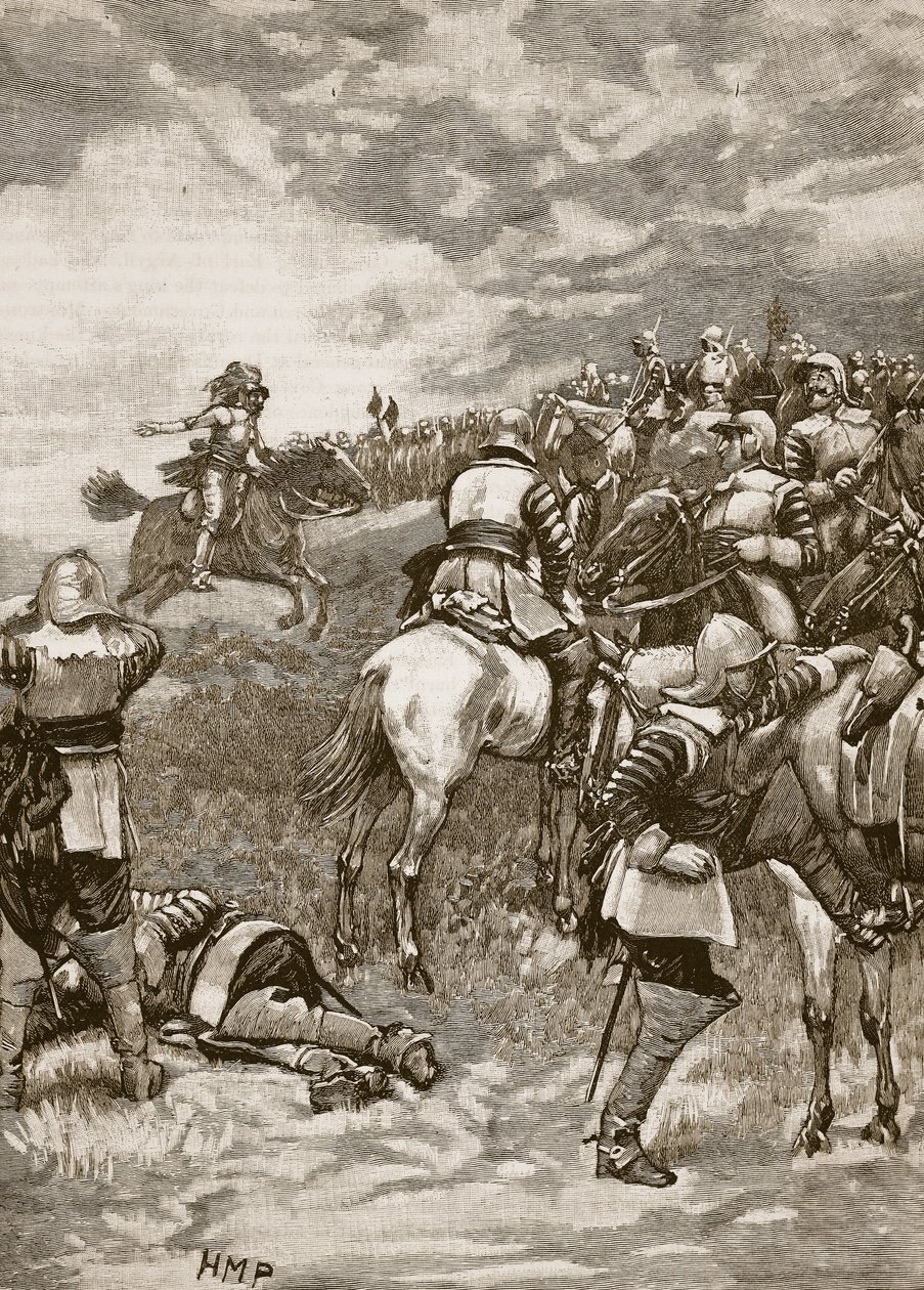 Carlo alla Battaglia di Naseby, illustrazione da Cassells Illustrated History of England da English School