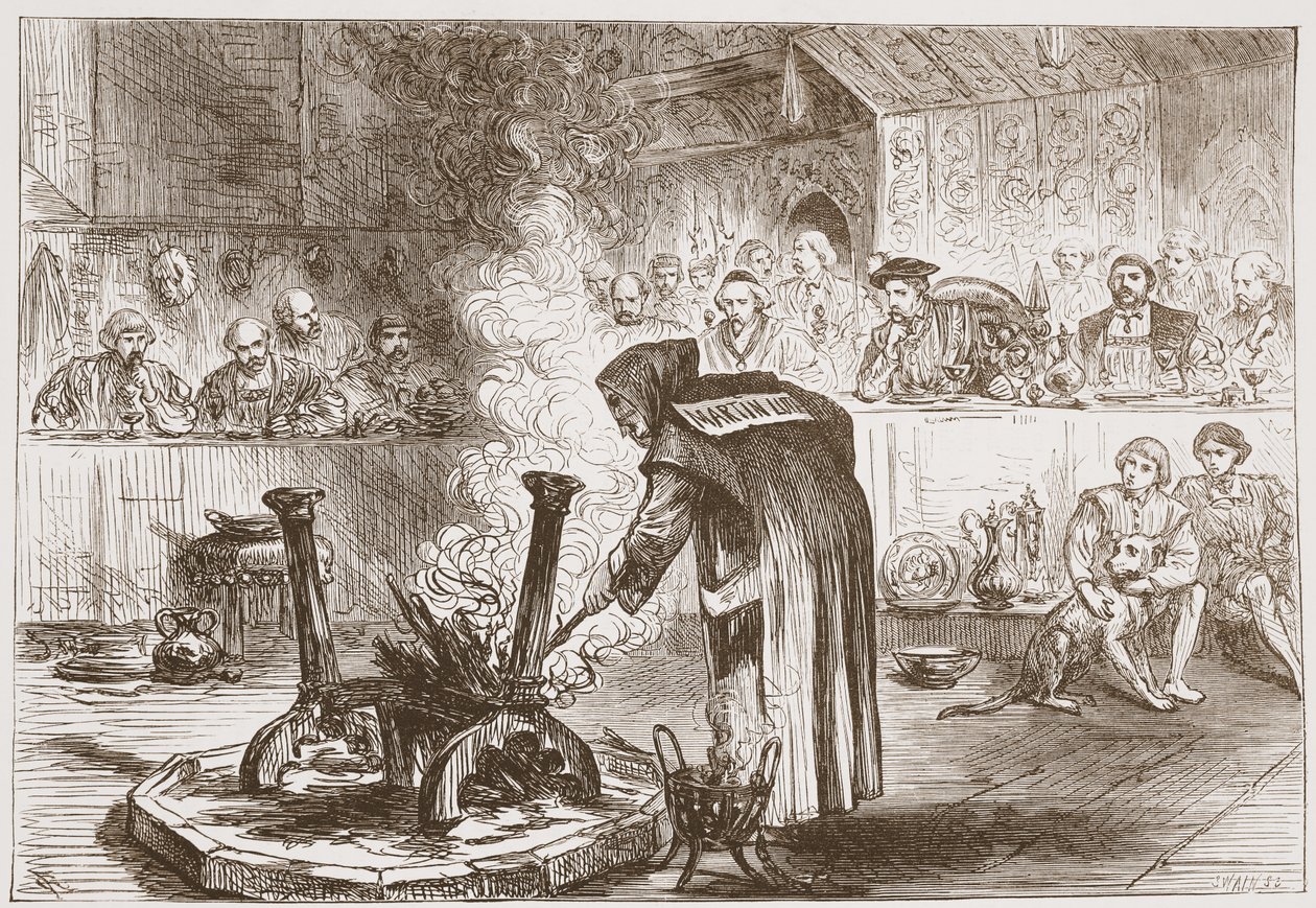 Carlo che vede il gioco delle maschere, illustrazione da La storia del protestantesimo di James Aitken Wylie, pub. 1878 da English School