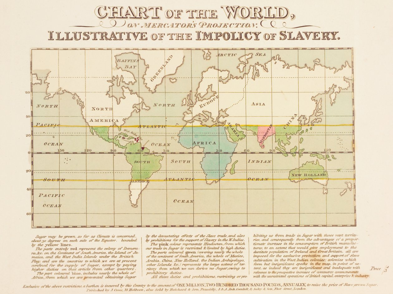 Carta del Mondo, sulla Proiezione di Mercatore, Illustrativa dell