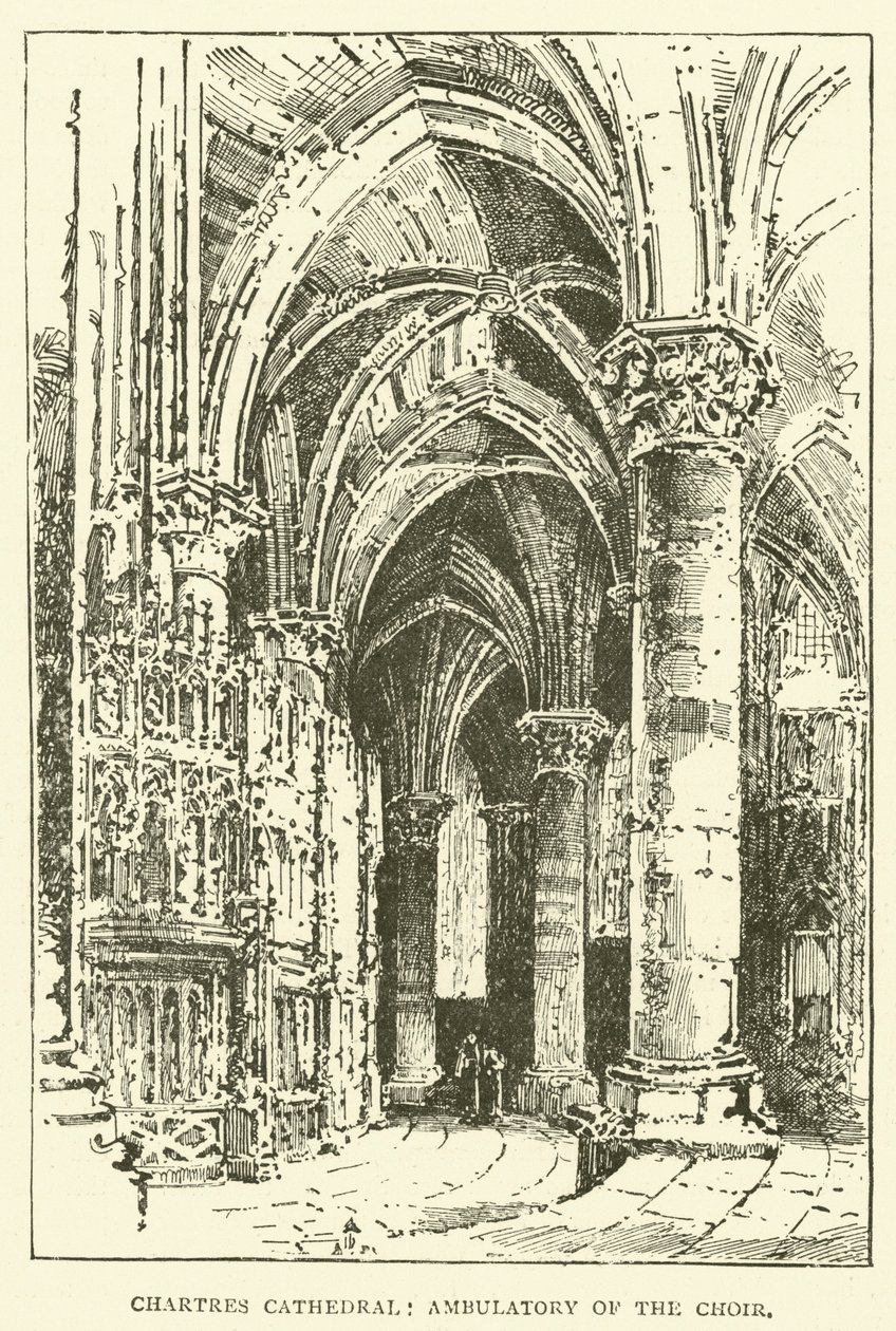 Cattedrale di Chartres, Ambulatorio del coro (incisione) da English School