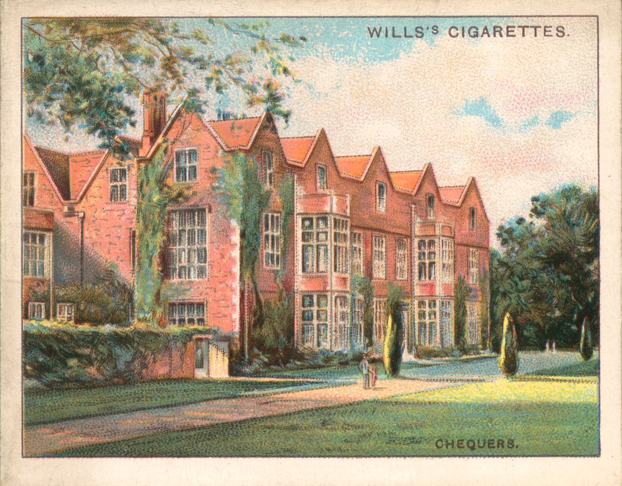 Chequers, Buckinghamshire (litografia a colori) da English School