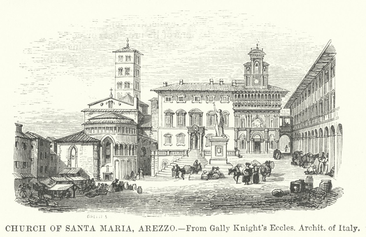 Chiesa di Santa Maria, Arezzo (incisione) da English School