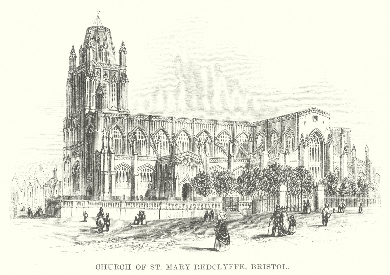Chiesa di St Mary Redclyffe, Bristol (incisione) da English School