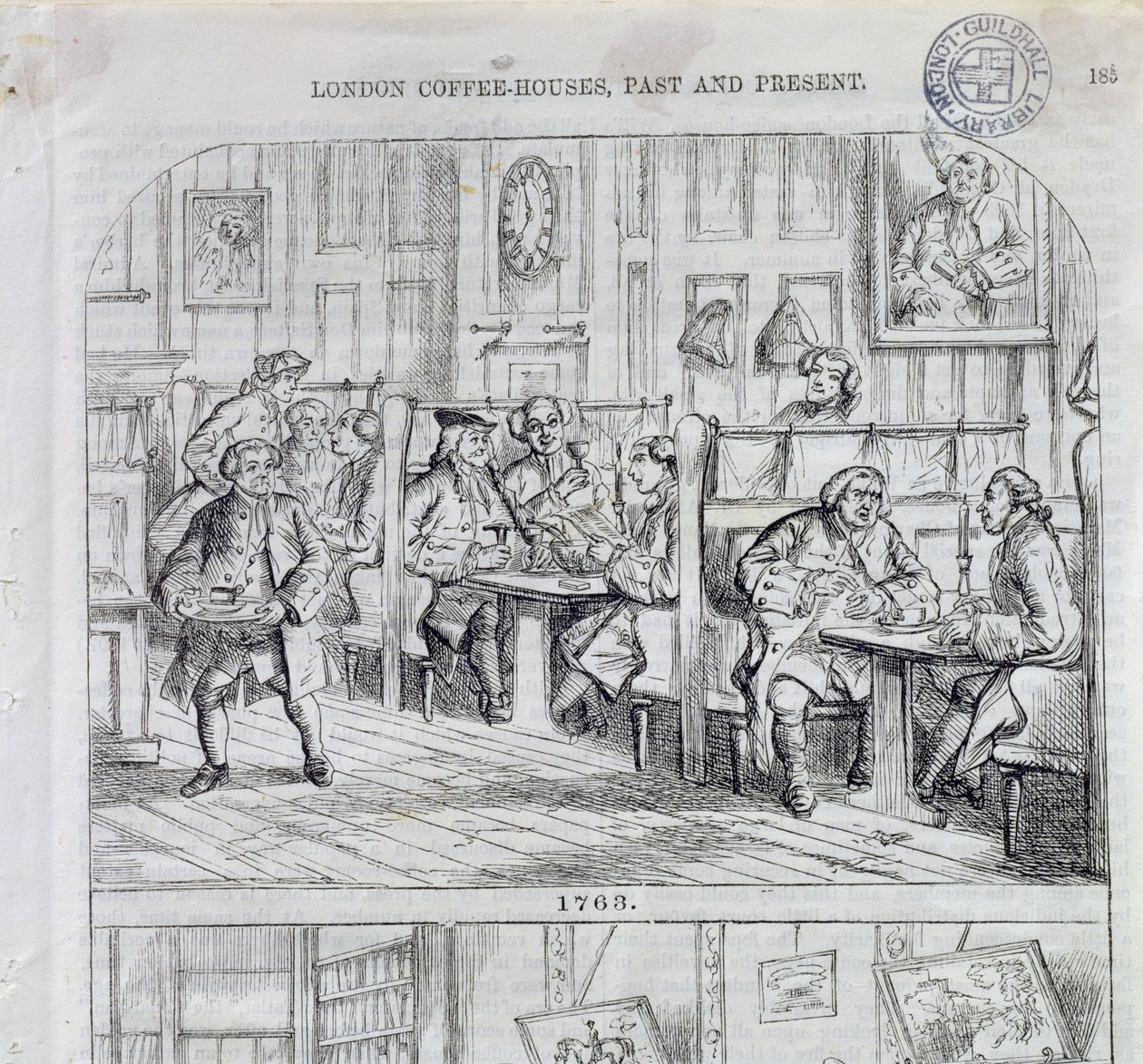 Sala del caffè nel 1763, da London Coffee-Houses Past and Present da English School