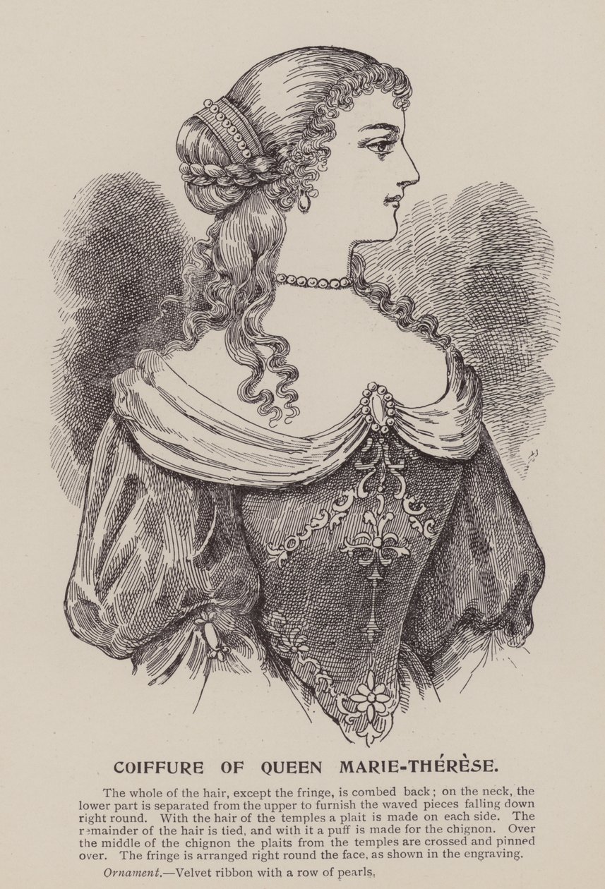 Coiffure della regina Maria Teresa (incisione) da English School
