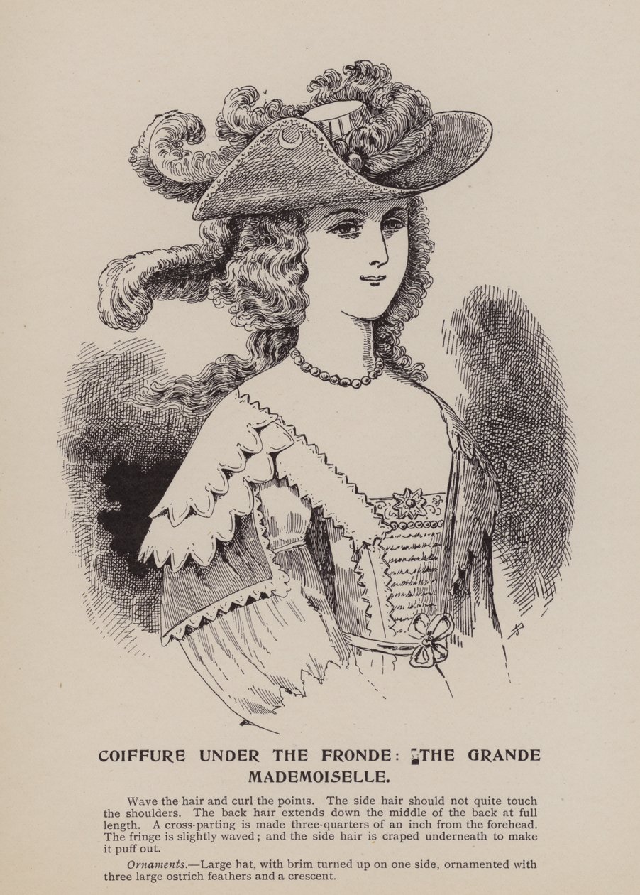 Coiffure sotto la Fronde, la Grande Mademoiselle (incisione) da English School