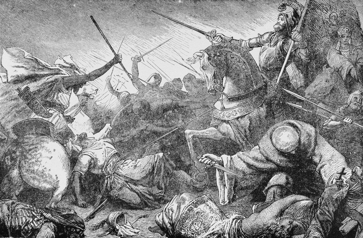 Conflitto con i Saraceni, da La storia della Francia, di Emile de Bonnechose, pubblicato da Ward, Lock and Co, Londra da English School