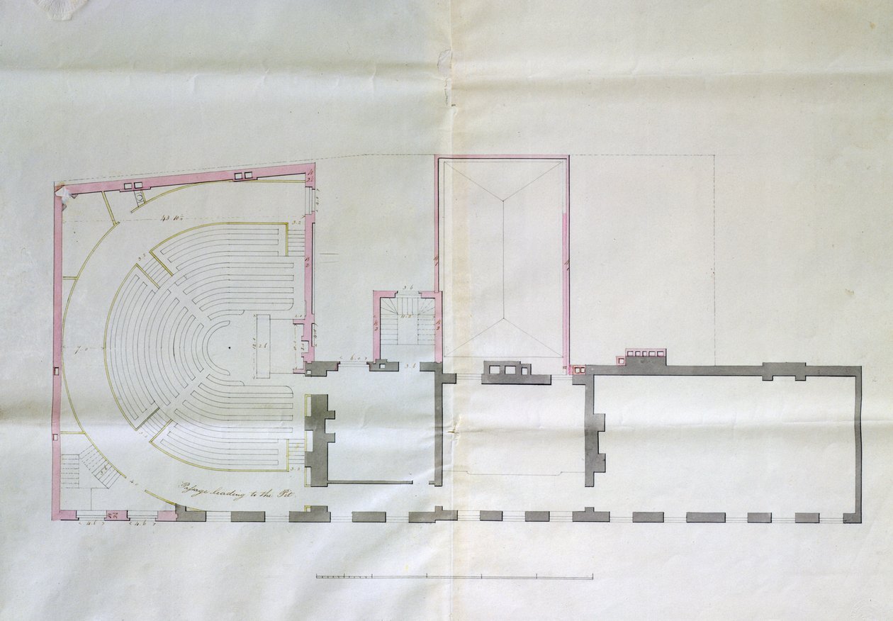 Disegno contrattuale per il primo piano della Royal Institution, 1800 da English School