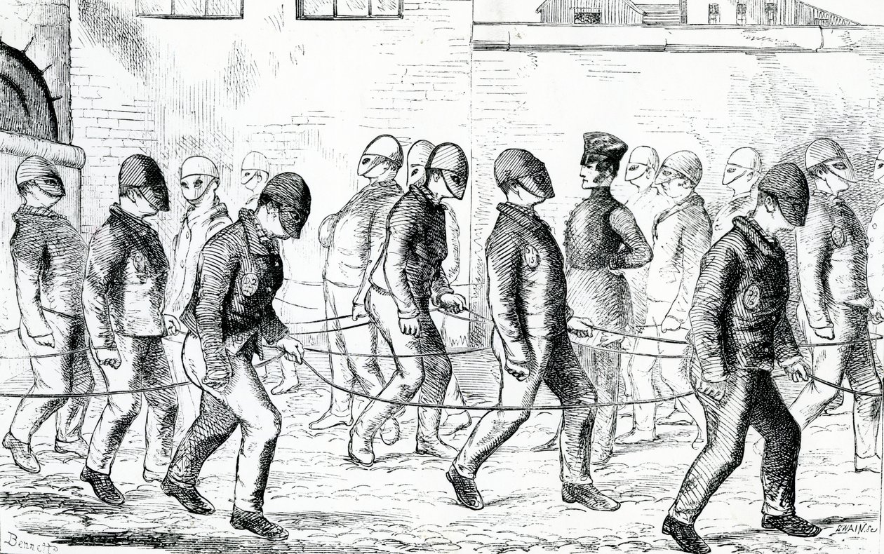 Detenuti che si esercitano nella prigione di Pentonville, da 