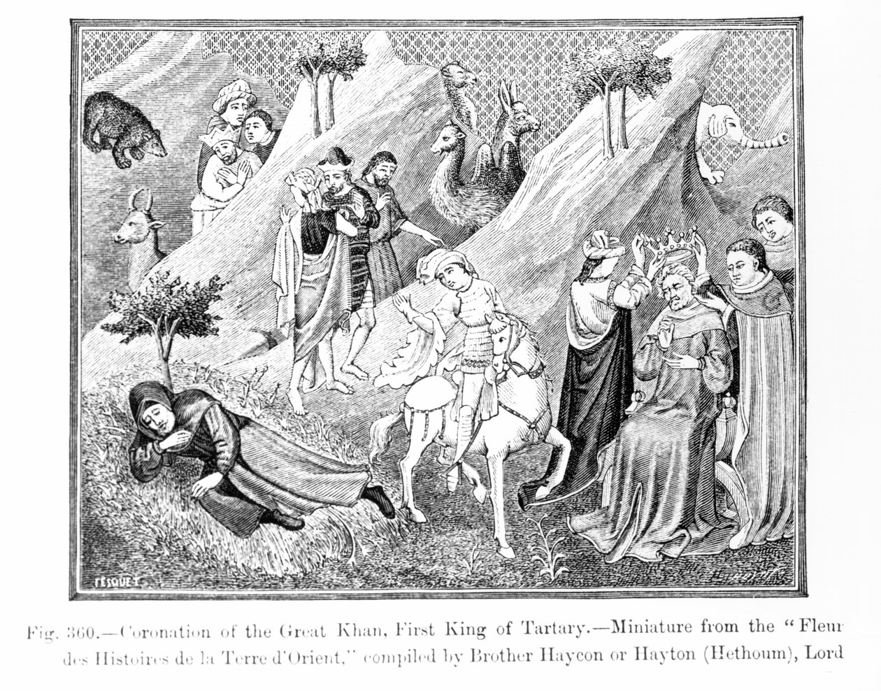 Incoronazione del Gran Khan (Kublai Khan) (1214-94) Primo Re di Tartaria, dalla Fleur des Histoires de la Terre d