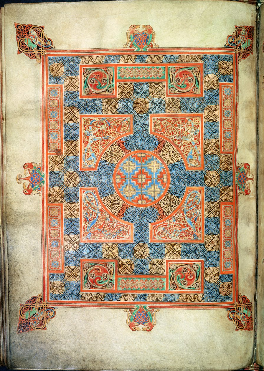 Pagina del tappeto che apre il Vangelo di San Marco, dai Vangeli di Lindisfarne, 710-721 da English School