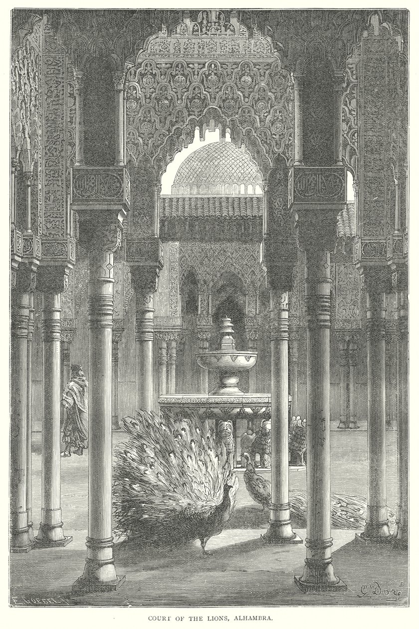 Corte dei Leoni, Alhambra (incisione) da English School