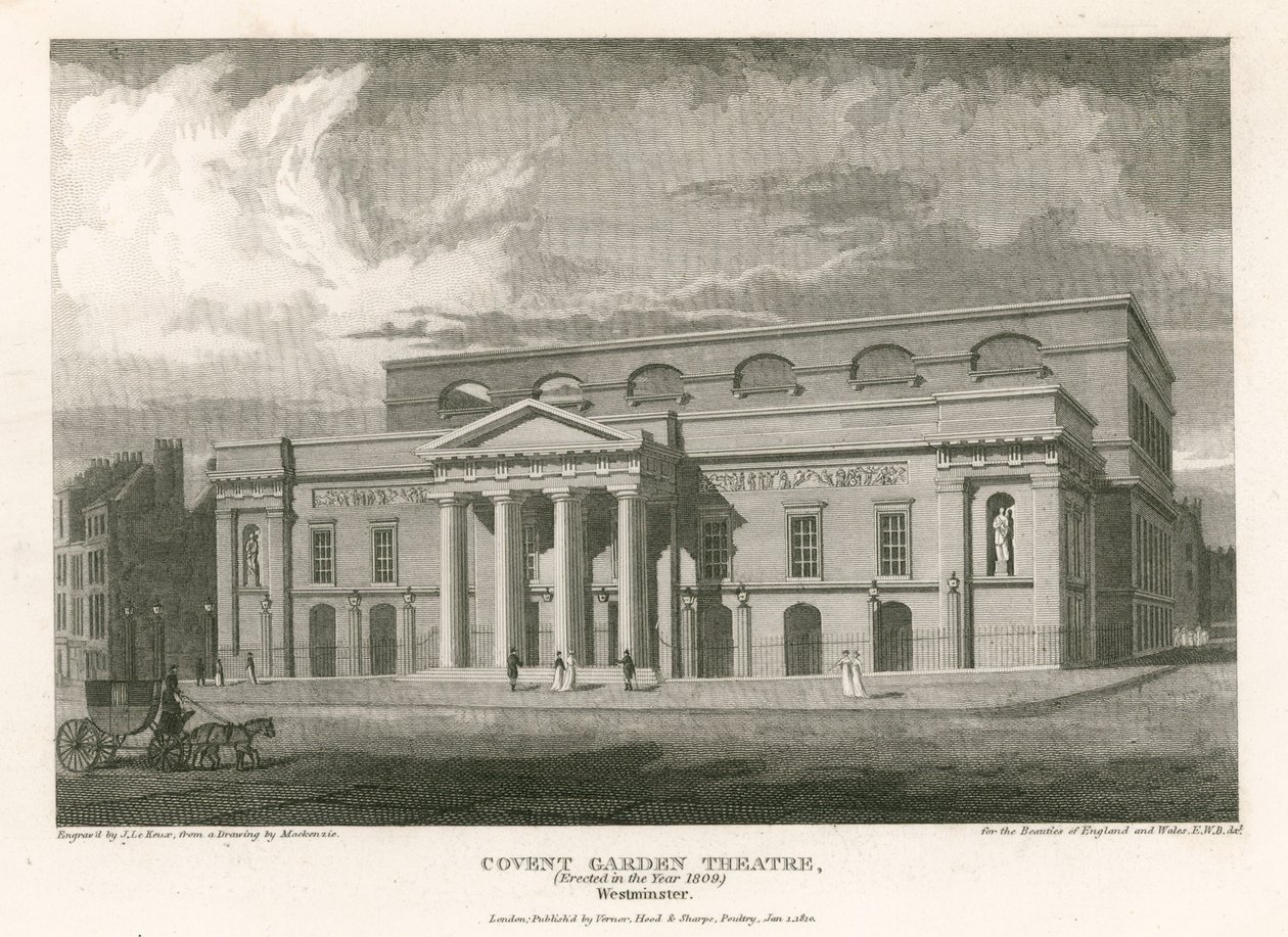 Teatro Covent Garden, Westminster, Londra (incisione) da English School