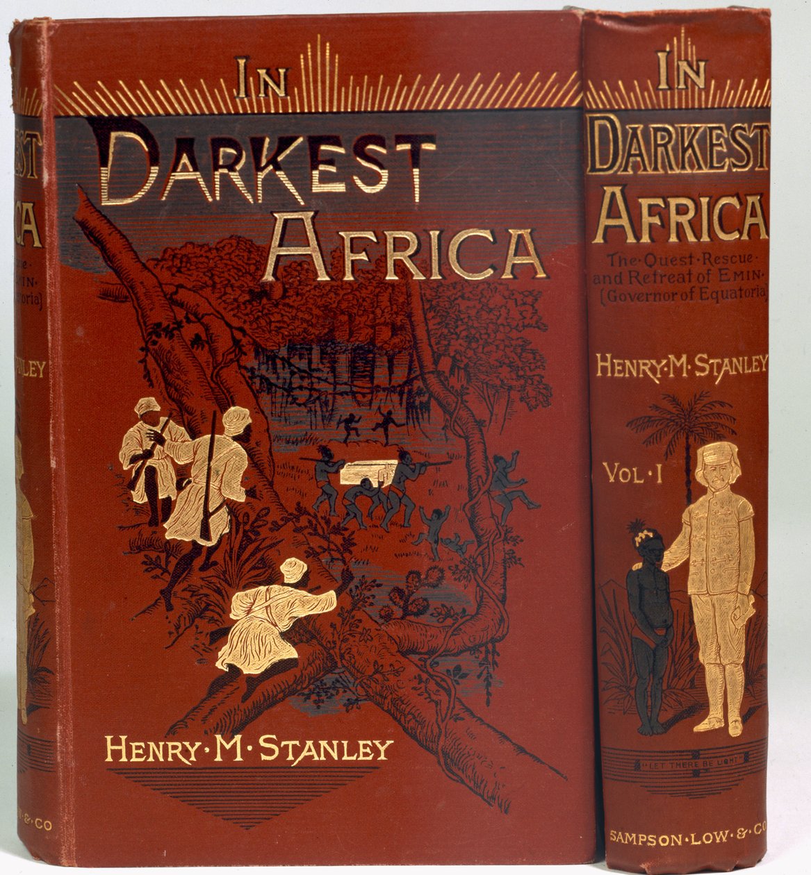Copertina di In Darkest Africa: or The Quest, Rescue, and Retreat of Emin (Governor of Equatoria), Volume I, pubblicato 1890 da English School